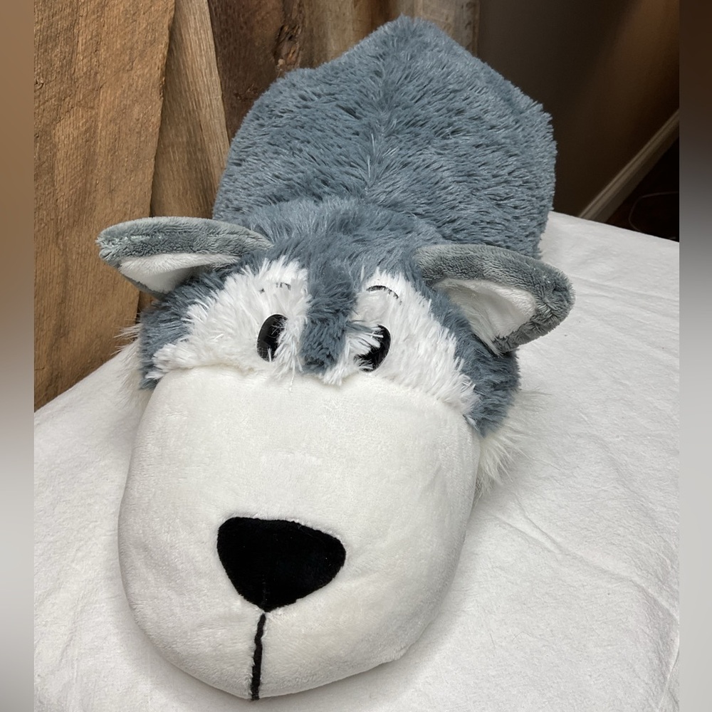 Flip A Zoo Plush Dog Asher Husky, Poppi Polar Bear Reversible 17" Gray, White